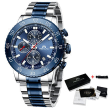 Load image into Gallery viewer, Analogue Clock Stainless Steel Waterproof Luminous Watch Men Sports
